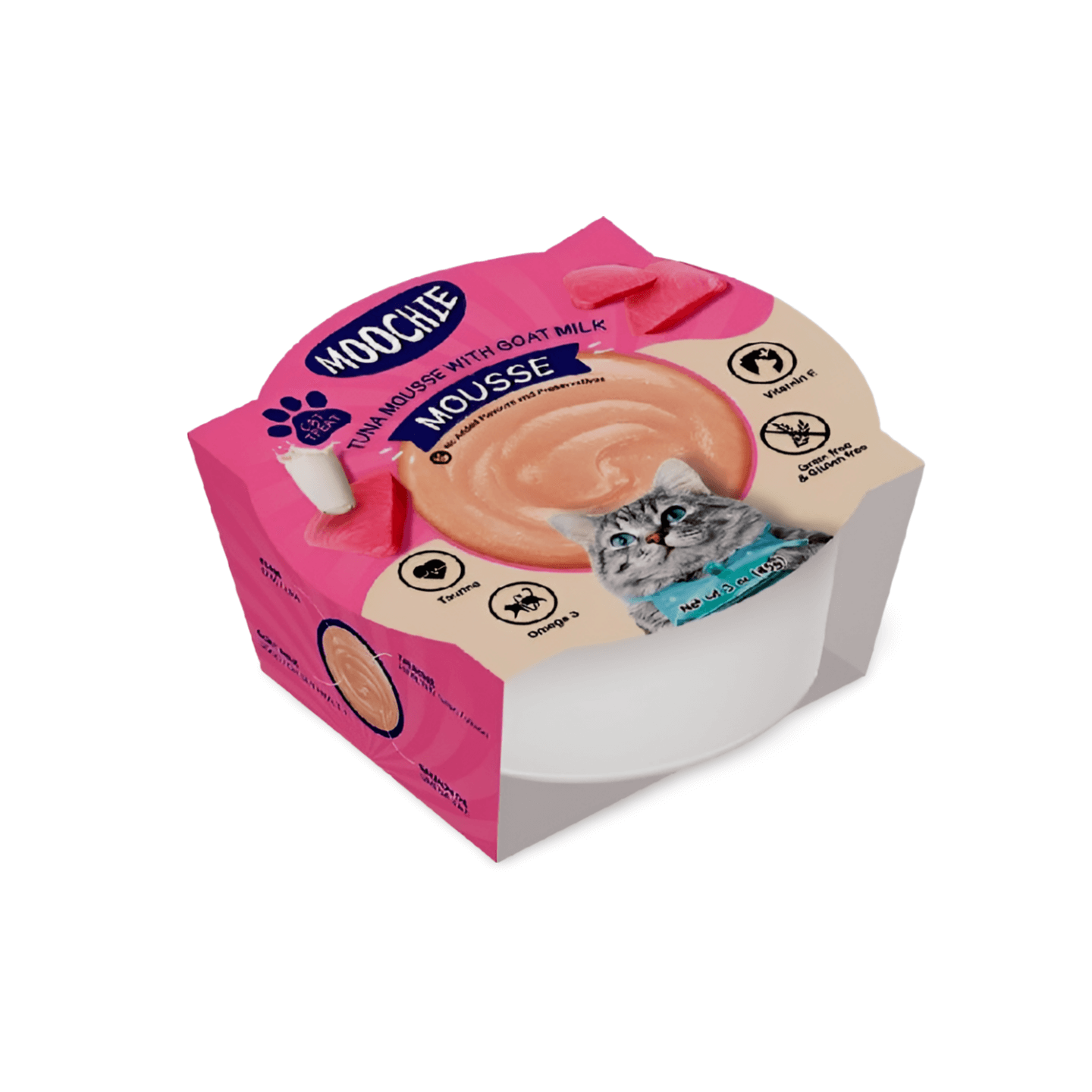 מוצי חתול מוס טונה וחלב עיזים 85 גרם